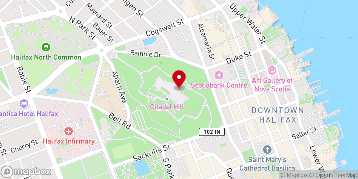 Map showing location of Halifax Citadel National Historic Site