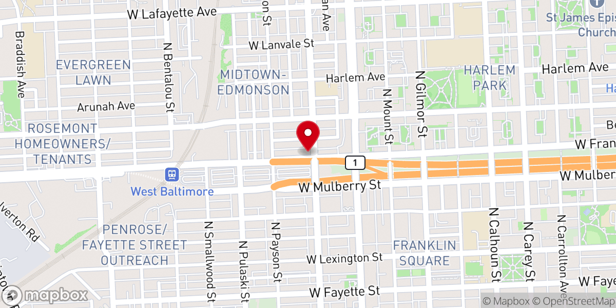Map showing location of New Union Baptist Church