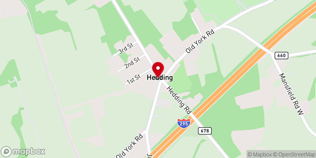 Map showing location of Hedding United Methodist Church