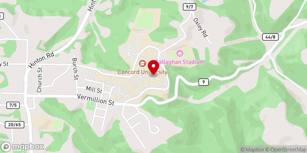 Map showing location of Concord University