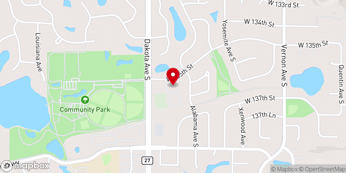 Map showing location of Bridgewood Church
