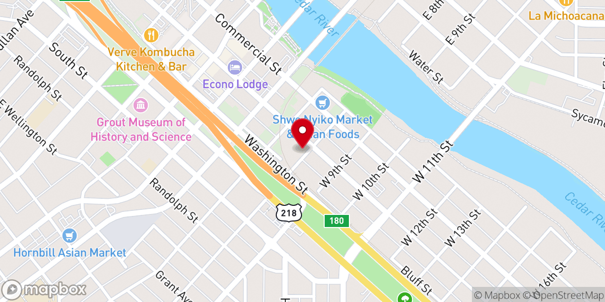Map showing location of Open Bible Church Waterloo