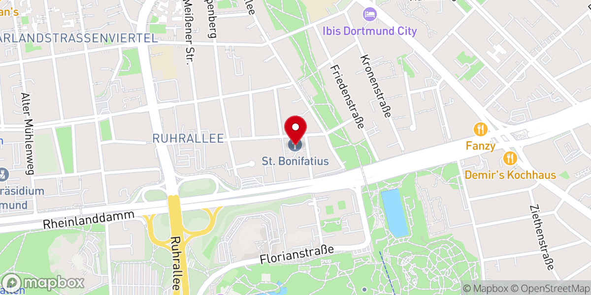 Map showing location of St. Bonifatius Dortmund-Mitte