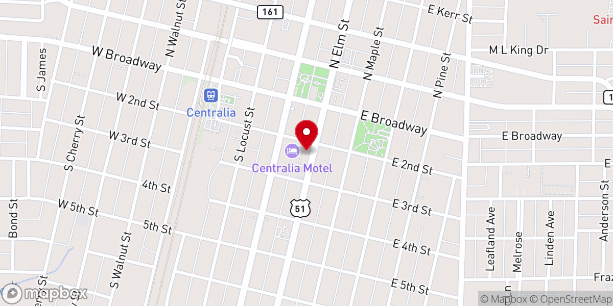Map showing location of First Baptist Church of Centralia