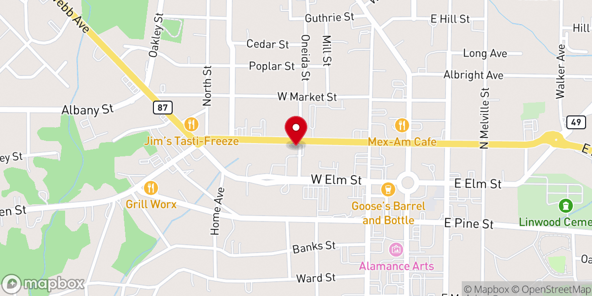 Map showing location of Andrews Memorial Baptist Church