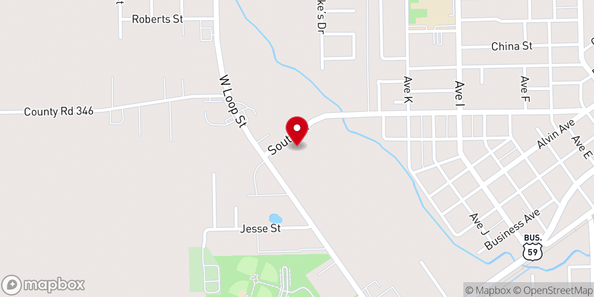 Map showing location of El Campo Bowling Center