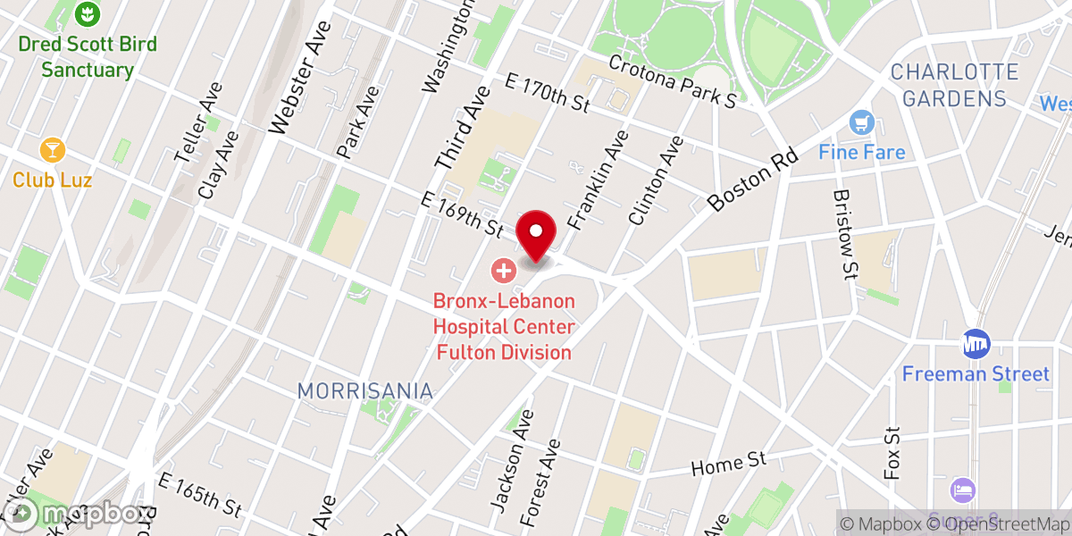 Map showing location of Franklin Ave Baptist Church