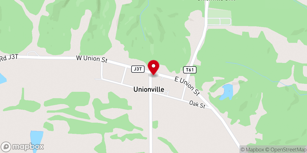 Map showing location of Unionville Baptist Church
