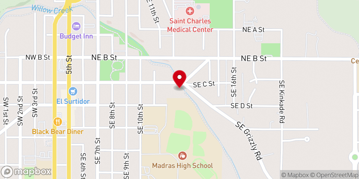 Map showing location of Good Shepherd Lutheran + St. Mark's Episcopal Church