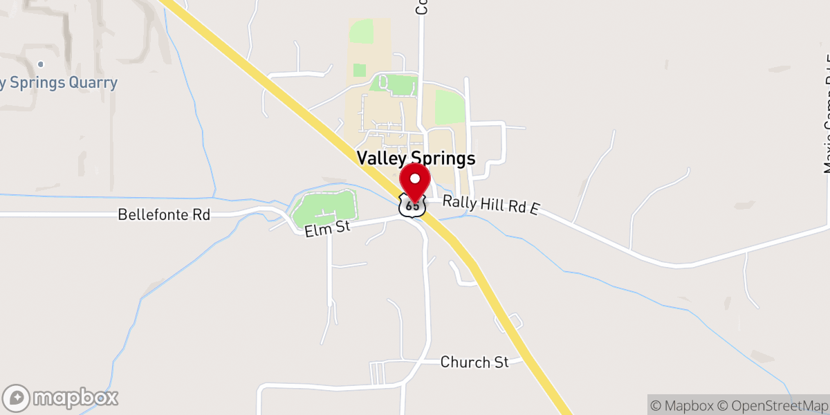 Map showing location of Valley Springs