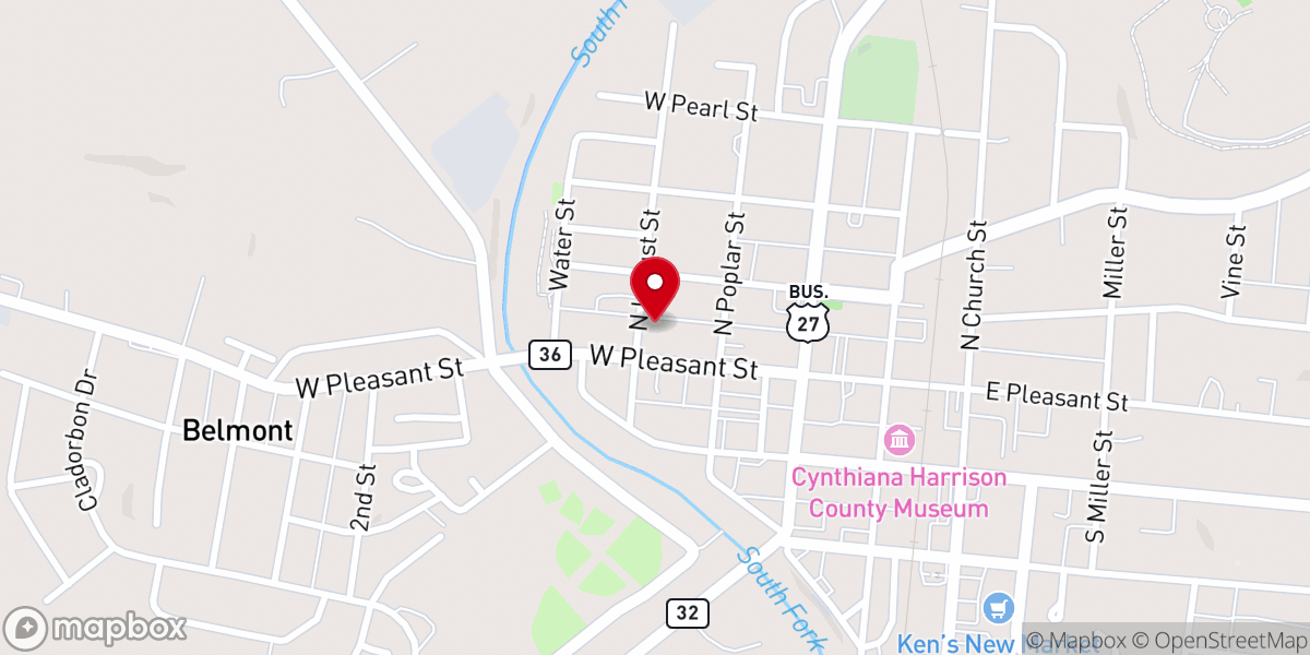 Map showing location of Harrison County Church of Christ