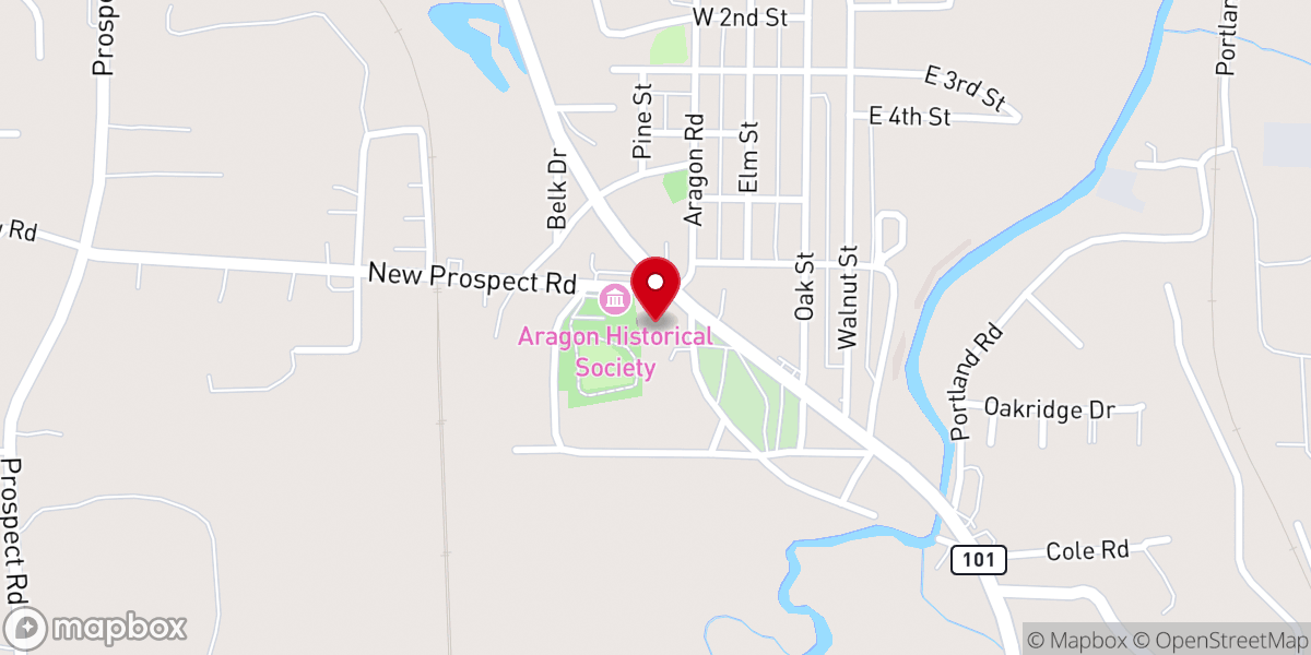 Map showing location of Aragon United Methodist Church