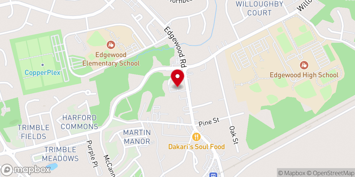 Map showing location of Edgewood Baptist Church