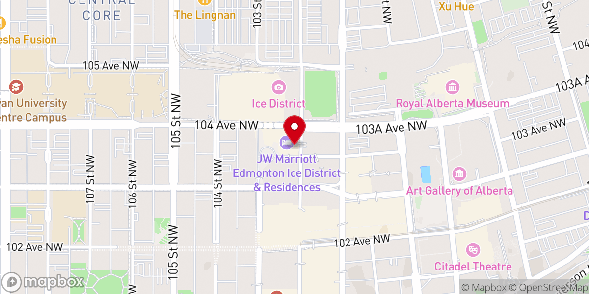 Map showing location of JW Marriott Edmonton ICE District