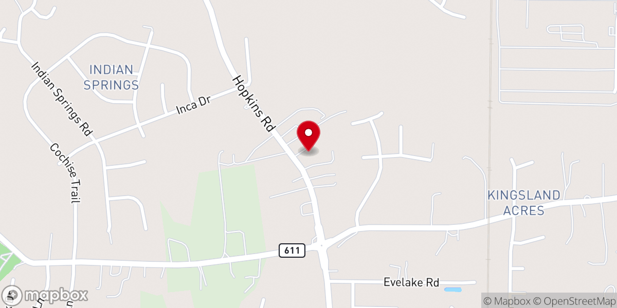 Map showing location of Church of Christ-Hopkins Road