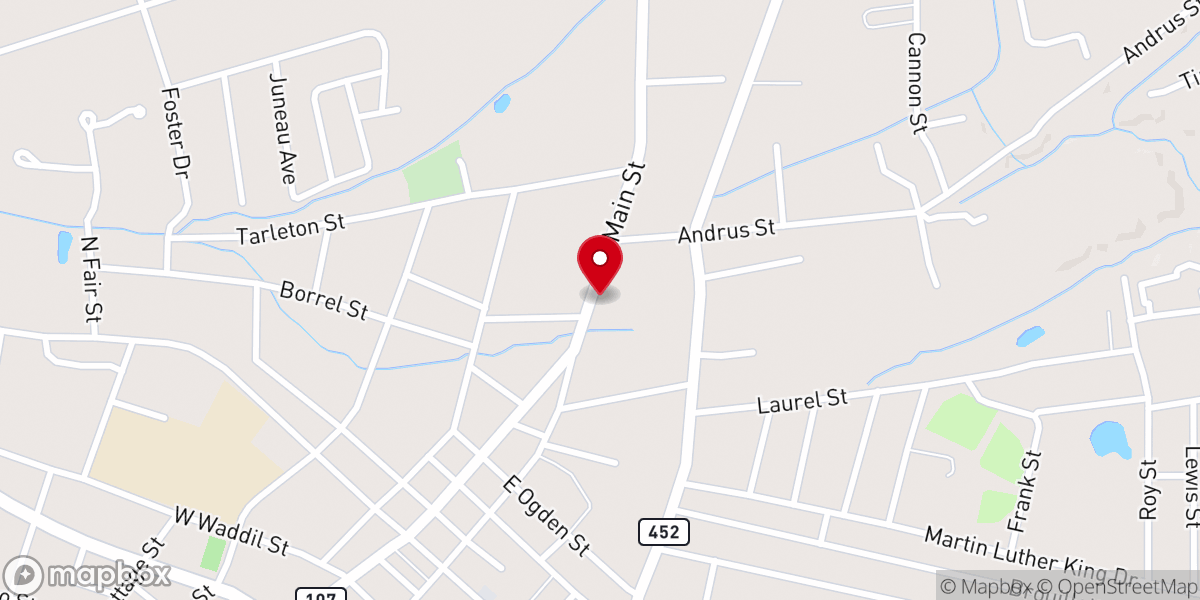 Map showing location of Marksville Baptist Church