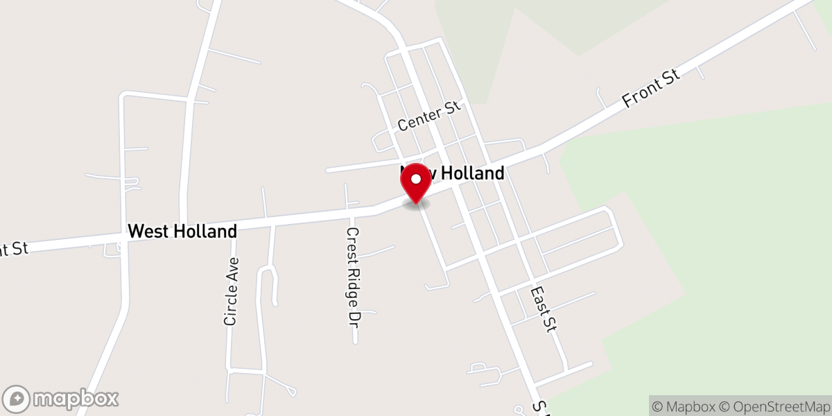 Map showing location of New Holland United Methodist Church