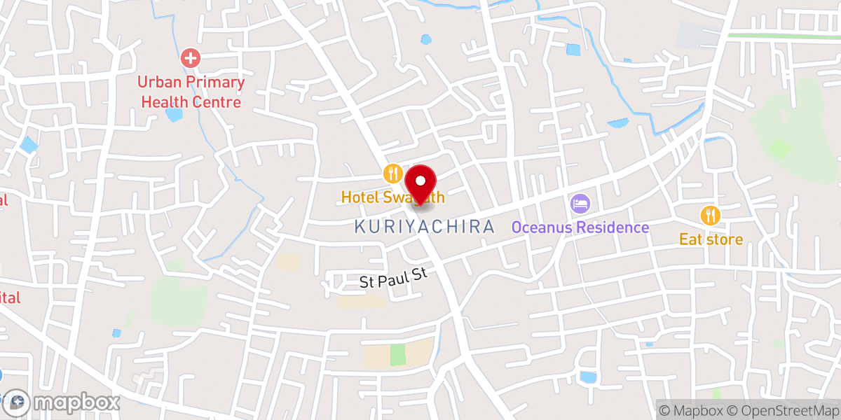 Map showing location of St. Joseph's Church, Kuriachira