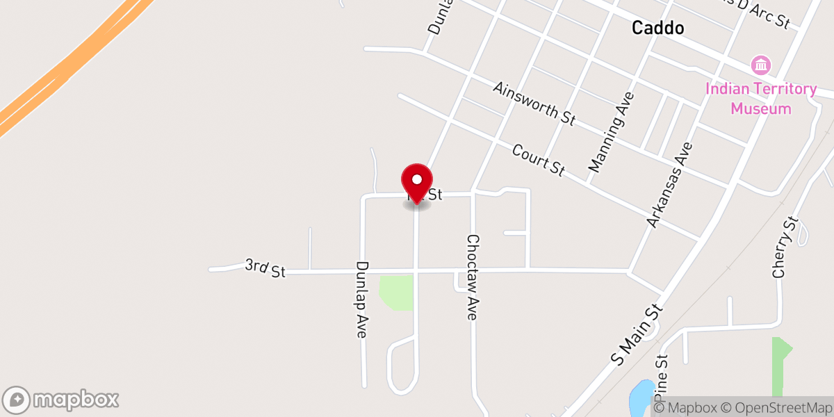 Map showing location of Caddo Elementary School