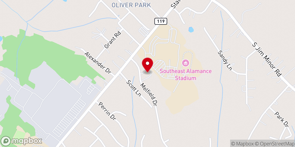 Map showing location of Melfield United Church of Christ - Food Distribution Center