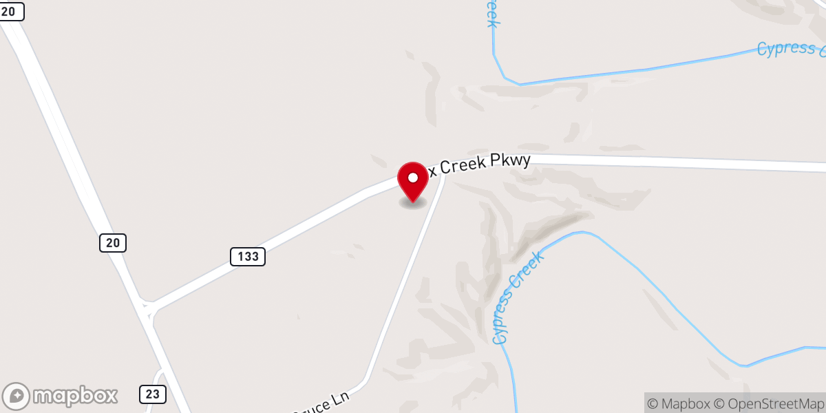 Map showing location of Cypress Creek Methodist Church