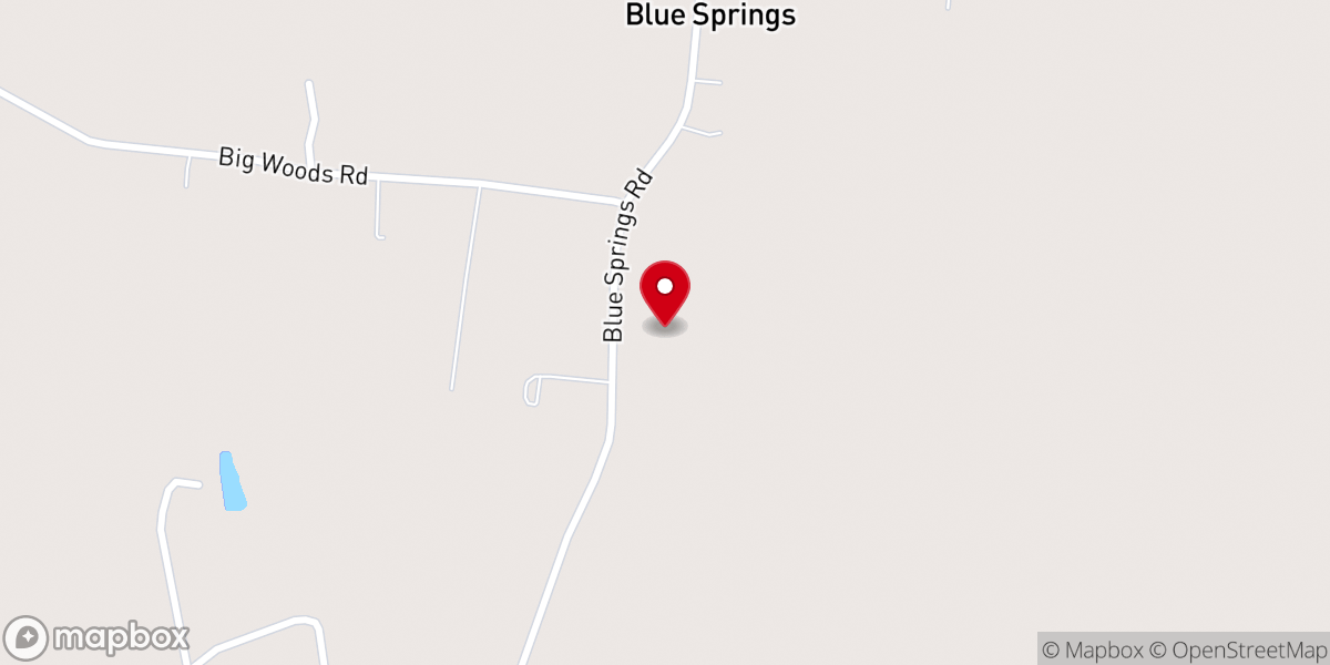 Map showing location of Blue Springs Community Center