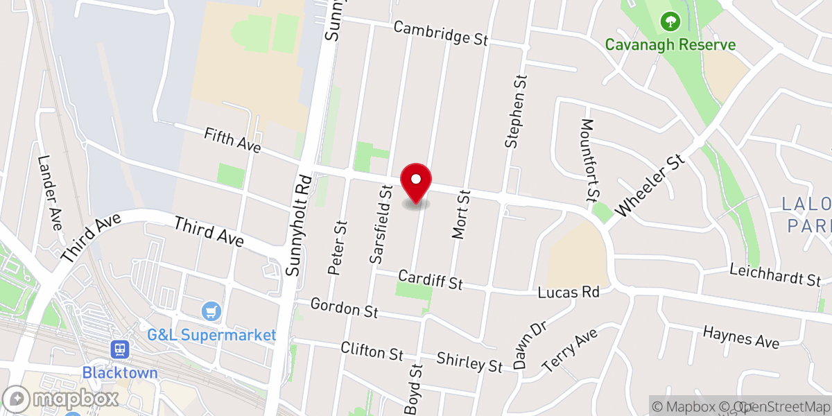 Map showing location of Blacktown Baptist Church