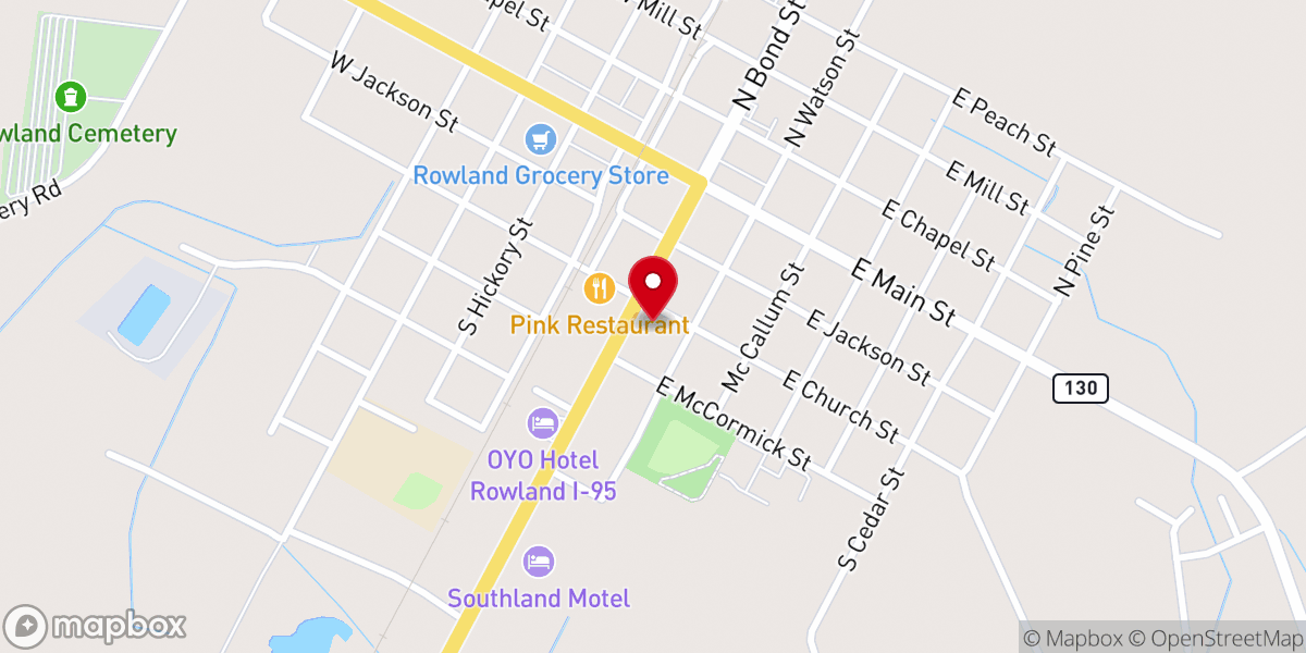 Map showing location of Rowland Methodist Church