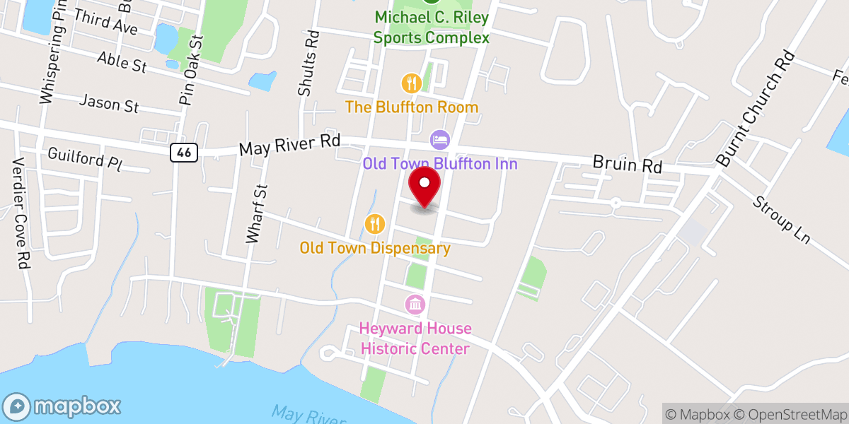 Map showing location of Bluffton General Store