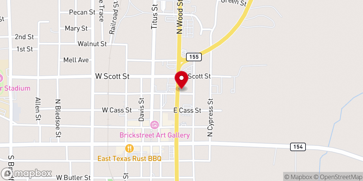 Map showing location of Gilmer Donuts