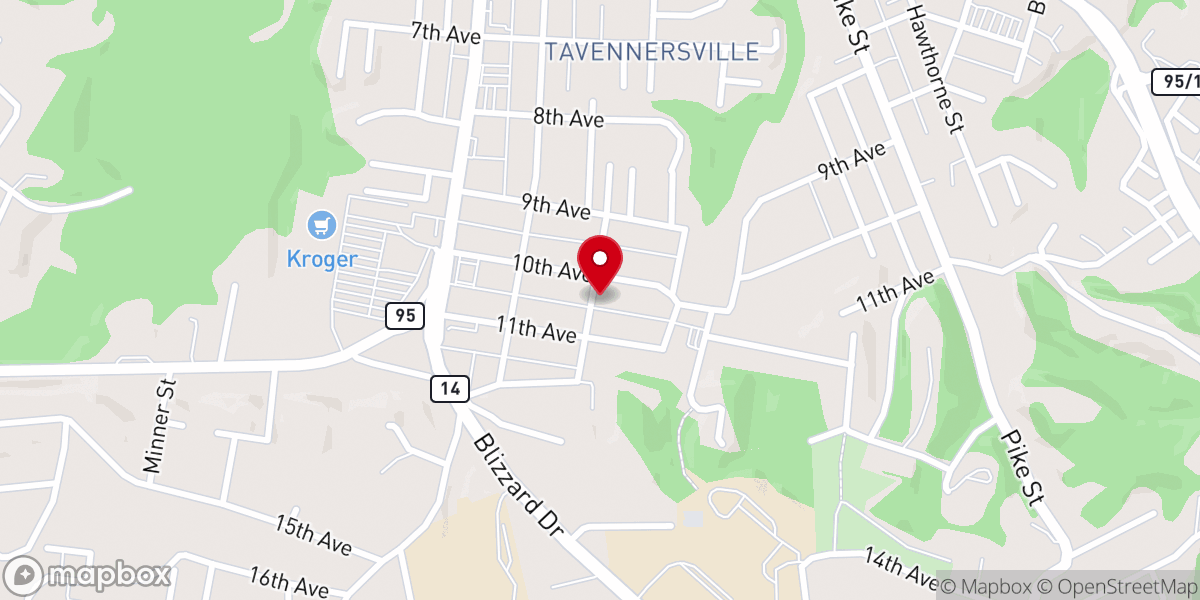Map showing location of Parkersburg Christian Church
