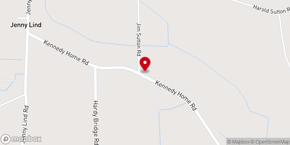Map showing location of White Oak Grove OFWB Church