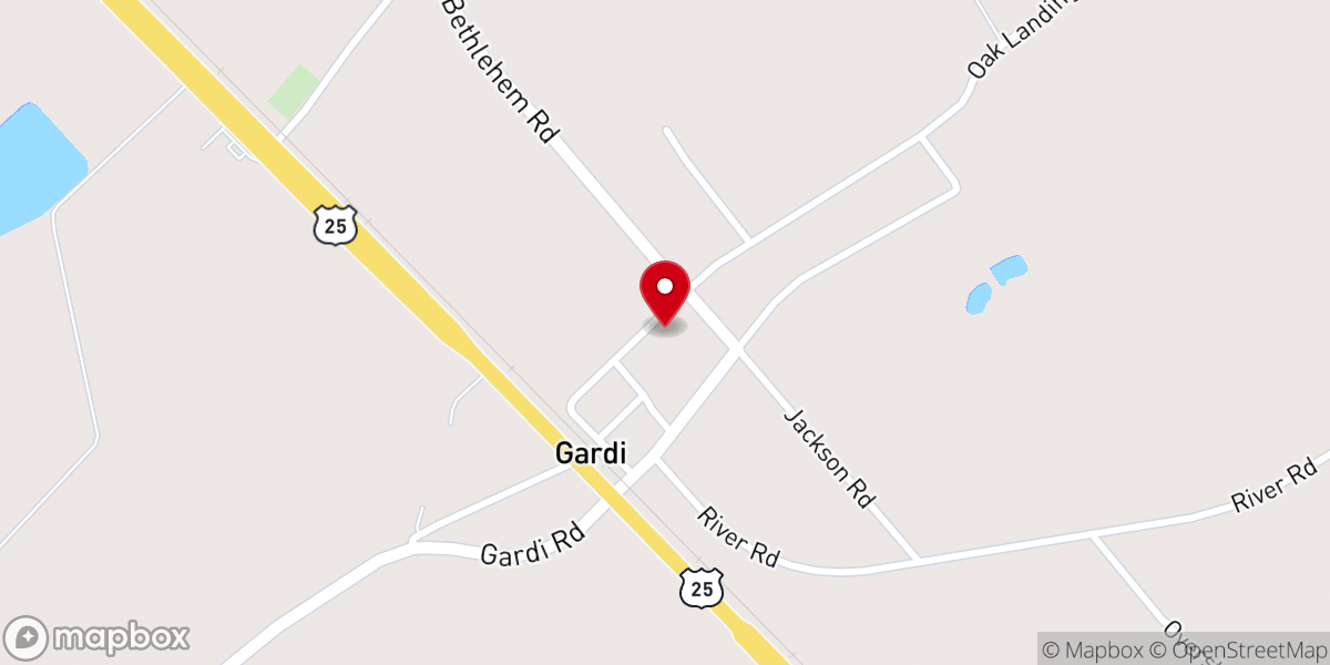 Map showing location of Gardi Baptist Church