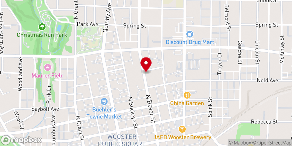 Map showing location of Wooster Seventh-day Adventist Church