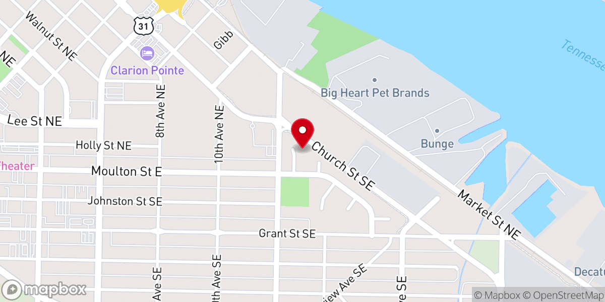 Map showing location of Jones Chapel Methodist Church