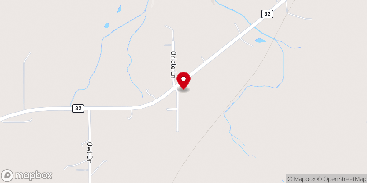 Map showing location of Ozark Bible Church