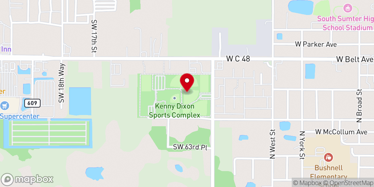 Map showing location of Kenny Dixon Sports Complex