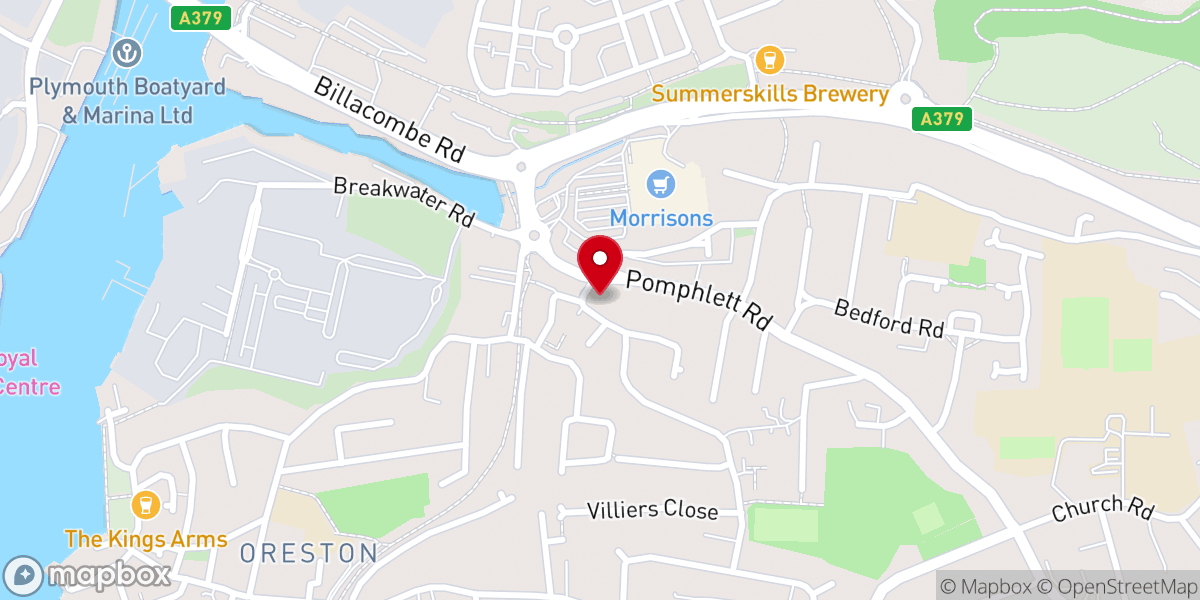Map showing location of Pomphlett Methodist Church