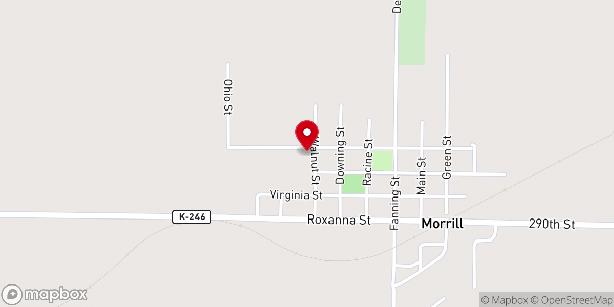 Map showing location of Morrill Baptist Church