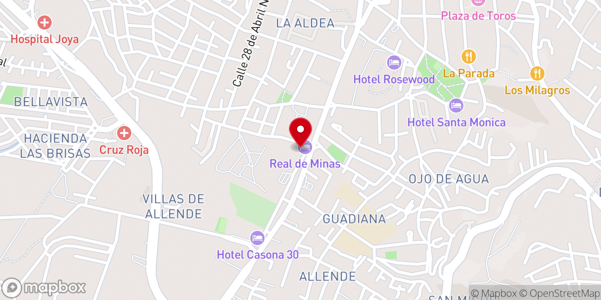 Map showing location of Real de Minas San Miguel de Allende