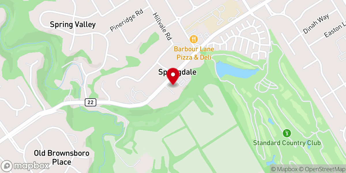 Map showing location of Springdale Presbyterian Church