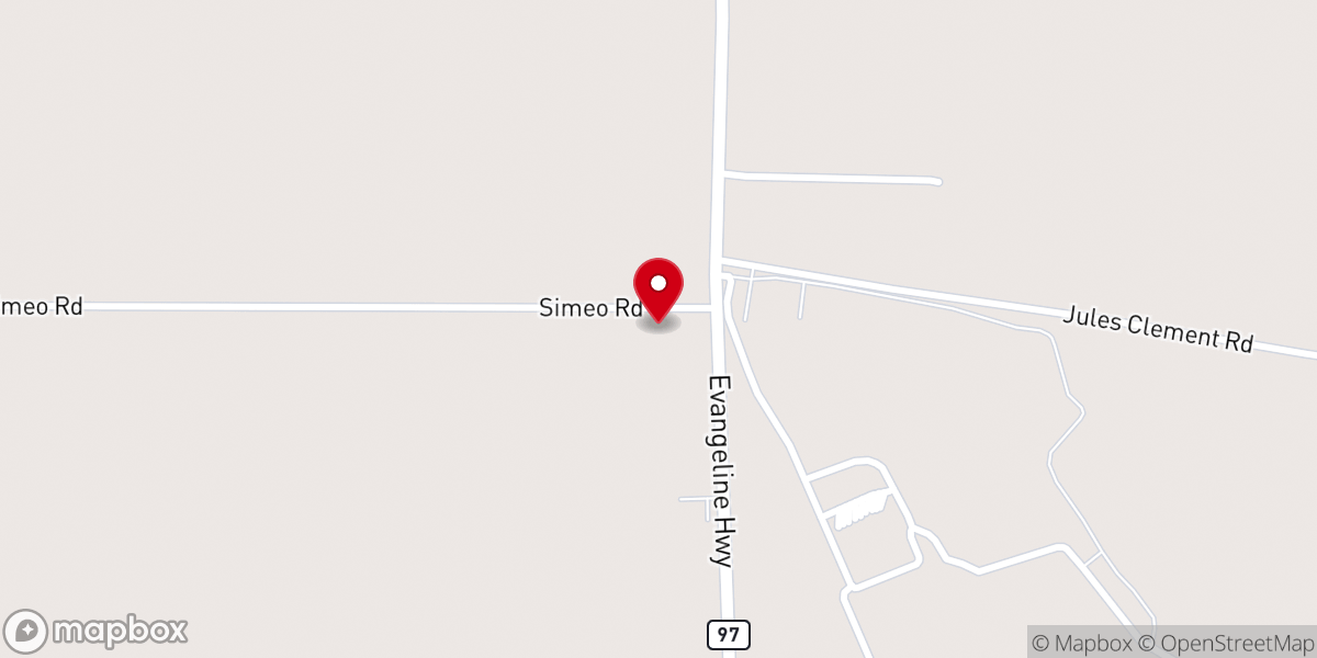 Map showing location of Hope Church Evangeline LA