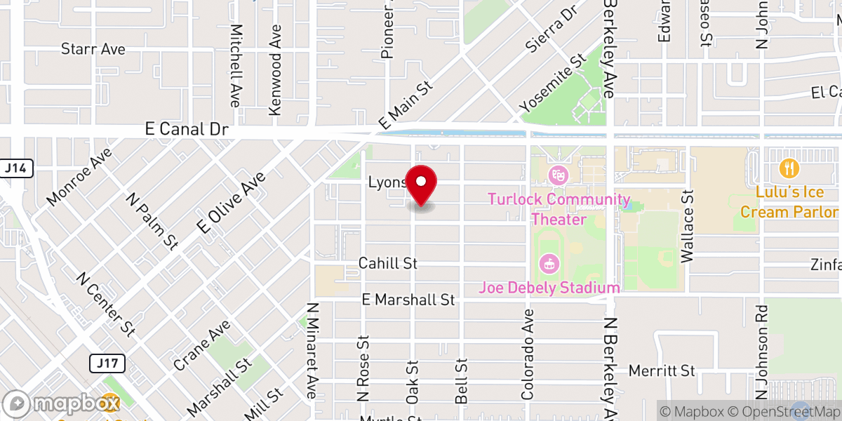 Map showing location of SACRED HEART PARISH, TURLOCK, CA