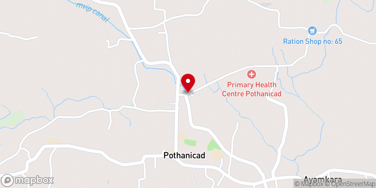 Map showing location of Brethren Church Pothanicad
