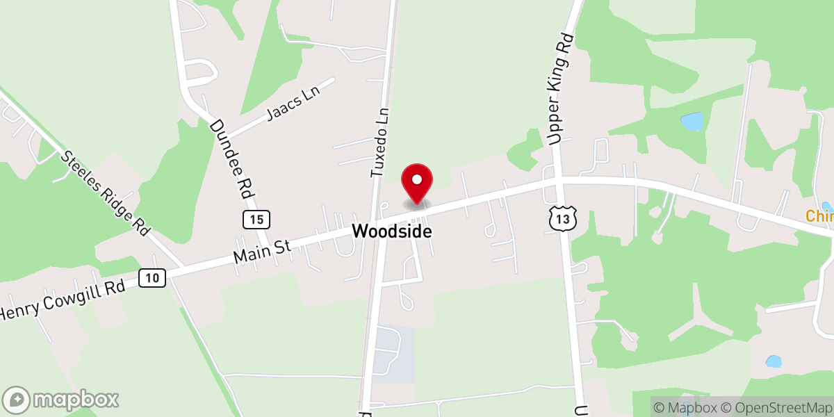 Map showing location of Woodside United Methodist Church