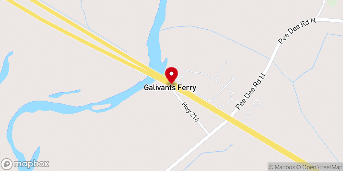 Map showing location of Galivants Ferry