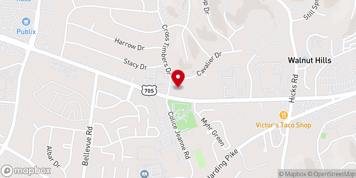 Map showing location of Bellevue Presbyterian Church