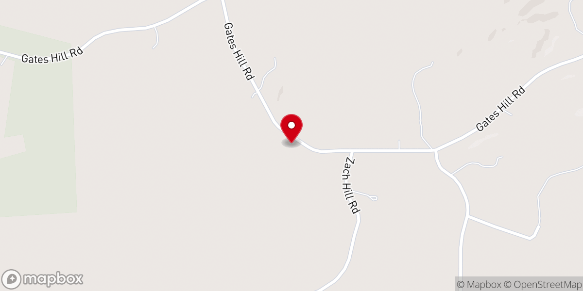 Map showing location of Gates Hill Church