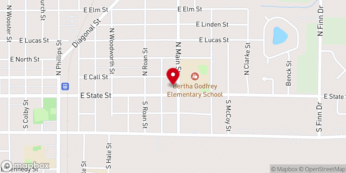 Map showing location of First Presbyterian Church
