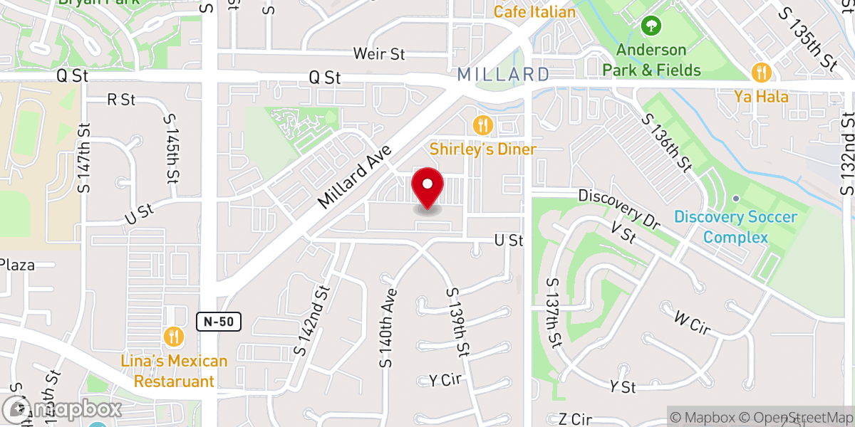 Map showing location of West Omaha Baptist Church